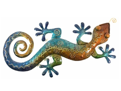 Metal Wall Art - Large Multicoloured Gecko