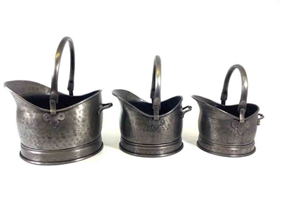 SK9753 - Set Of 3 gun metal pewter Coal Buckets