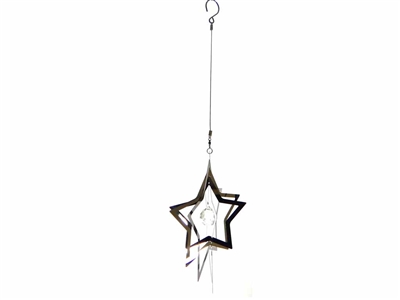 Stainless steel garden wind spinner with crystal