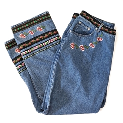 Vintage 90s Adriana Sport Floral Embroidered Jeans