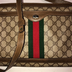 1980's Gucci Waxed Classic Monogram Canvas Crossbody Bag