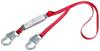 3M Protecta Fall Protection Pro&trade; Pack Fixed Shock Absorbing Lanyard, 130 - 310 lb Load, 6 ft L, Snap Hook, Red&#047;Gray