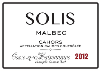 Cosse et Maisonneuve "Solis" Malbec  (Cahors, France) (750ml)