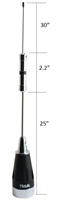 Antenna Mobile VHF 136-174 MHz, NMO Mounting, 6/8 Wave, 4.1 dBd Gain, 200 Watts Rating, No Ground, TRAM 1159-WB