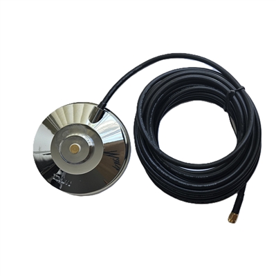Magnet Antenna Mount NMO 3 1/2" Chrome Steel With 17 ft RG-58 Cable and Assembled SMA Male Connector. TRAM