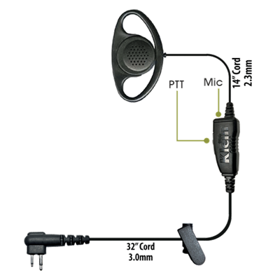 Klein Electronics AGENT-CO Earpiece with Single-Wire D-Ring Style for Motorola and Kenwood type Radios.