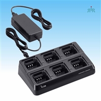 ICOM BC121N Universal Gang 6-Unit Rapid Charger. Requiring Radio Cups and AC Adapters.