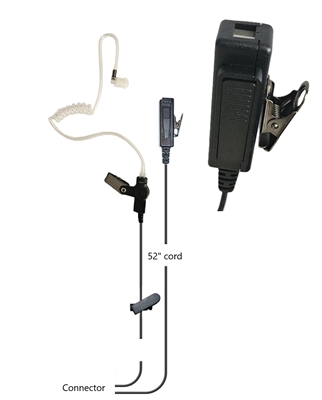 Earpiece 2-Wire With Mic and PTT for Portable Radios Motorola, Icom, Kenwood, Vertex. E346