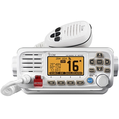 ICOM M330, M330G Marine VHF without or with Built-in GPS Receiver and Supplied GPS Antenna.