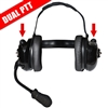 TITAN Dual-Muff Noise Reducing Headset With Two Connection Ports, With PTT. Available in Black, Red or Carbon Fiber.