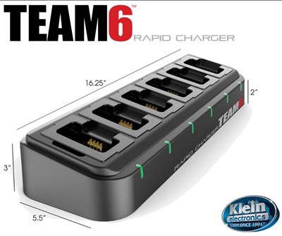 Rapid rate Gang 6 Unit Charger NiCD, NiMH, Li-Ion Batteries for Portable Radios
