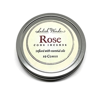Rose Cone Incense - 15 Cones in metal tin.