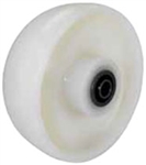 8"x 2" White Nylon Wheel, Roller Bearing