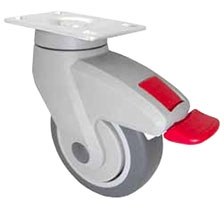 Composite Total Lock Light Duty Caster 5"X 1-1/4" Rubber Wheel, Medical, Food