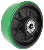 4"x 2"  Polyurethane on Glass Filled Nylon Green Wheel Roller Bearing