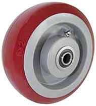 5"x 2"  Maroon Polyurethane on Gray Polyolefin Core Wheel, Roller Bearing