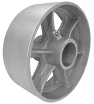 6"x 2" Cast Iron Semi Steel Wheel Solid Core, Gray, Roller Bearing
