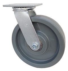 Medium Duty 8"x 2" Swivel Caster Solid Polyurethane Blue Wheel