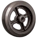 10"x 2-1/2" Mold On Rubber Cast Iron Wheel Roller Bearing