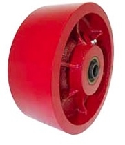 10"x 3" Ductile Steel Wheel Red Roller Bearing