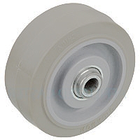 3"x 1.25" Soft Grey Rubber, Non Marking Wheel with Roller Bearing