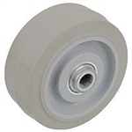 4"x 1.25" Soft Grey Rubber, Non Marking Wheel with Roller Bearing