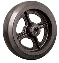 5"x 2" Mold On Rubber Cast Iron Wheel Roller Bearing