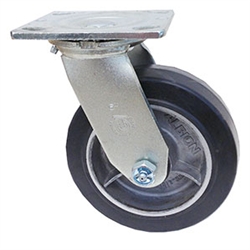 Medium Duty 6"x 2" Swivel Caster Rubber on Aluminum Wheel