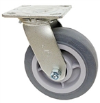 Stainless Steel Medium Duty 6"x 2" Swivel Caster TPR Grey Soft Rubber Wheel