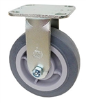 Stainless Steel Medium Duty 6"x 2" Rigid Caster TPR Grey Soft Rubber Wheel