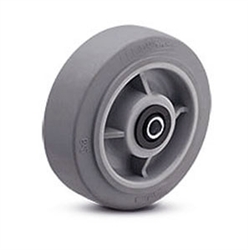 6"x 2" Soft Grey Rubber, Non Marking Wheel with Roller Bearing