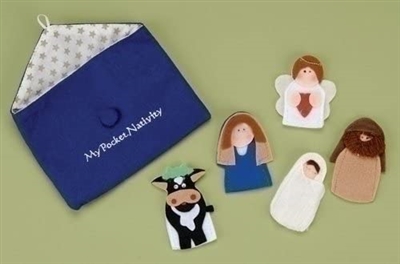 My Pocket Nativity Felt Finger Puppets 6 Piece Set with Pouch