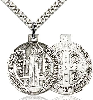 St. Benedict Sterling Silver on 24" Chain