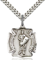 St Florian Sterling Silver Medal on 24" Chain