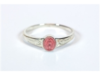 Sterling Silver Pink Enamel Miraculous Ring