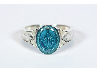Sterling Silver Blue Enamel Miraculous Ring