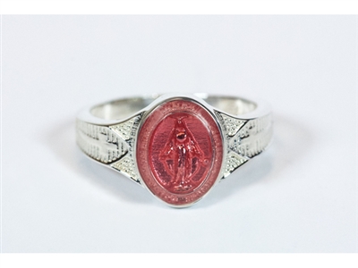 Sterling Silver Pink Enamel Miraculous Ring