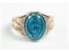 Gold 14KT Blue Enamel Miraculous Ring