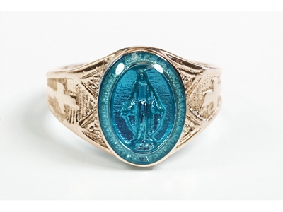 Gold 14KT Blue Enamel Miraculous Ring