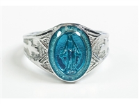 Sterling Silver Blue Enamel Miraculous Ring