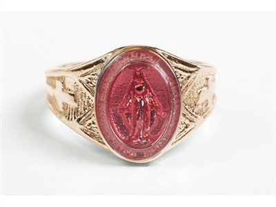 Gold 14KT Pink Enamel Miraculous Ring