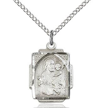 St. Joseph Sterling Silver on 24" Chain