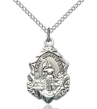 St. Joan of Arc Sterling Silver on 18" Chain