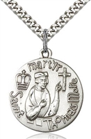 St. Thomas More Sterling Silver on 24" Chain