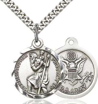 St Christopher Army Sterling Silver 24"