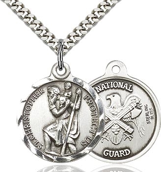 St Christopher National Guard Sterling Silver 24"