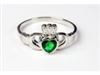 Claddagh Ring With Emerald Accent Stone
