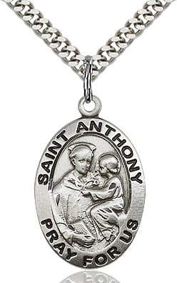 St. Anthony of Padua Sterling Silver on 24" Chain