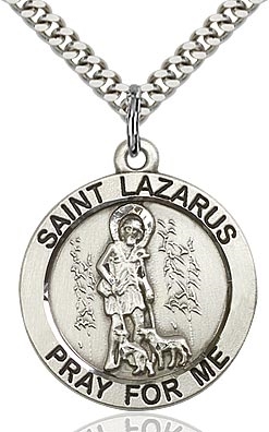 St. Lazarus Sterling Silver on 24" Chain