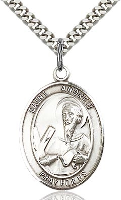 St. Andrew the Apostle Sterling Silver on 24" Chain